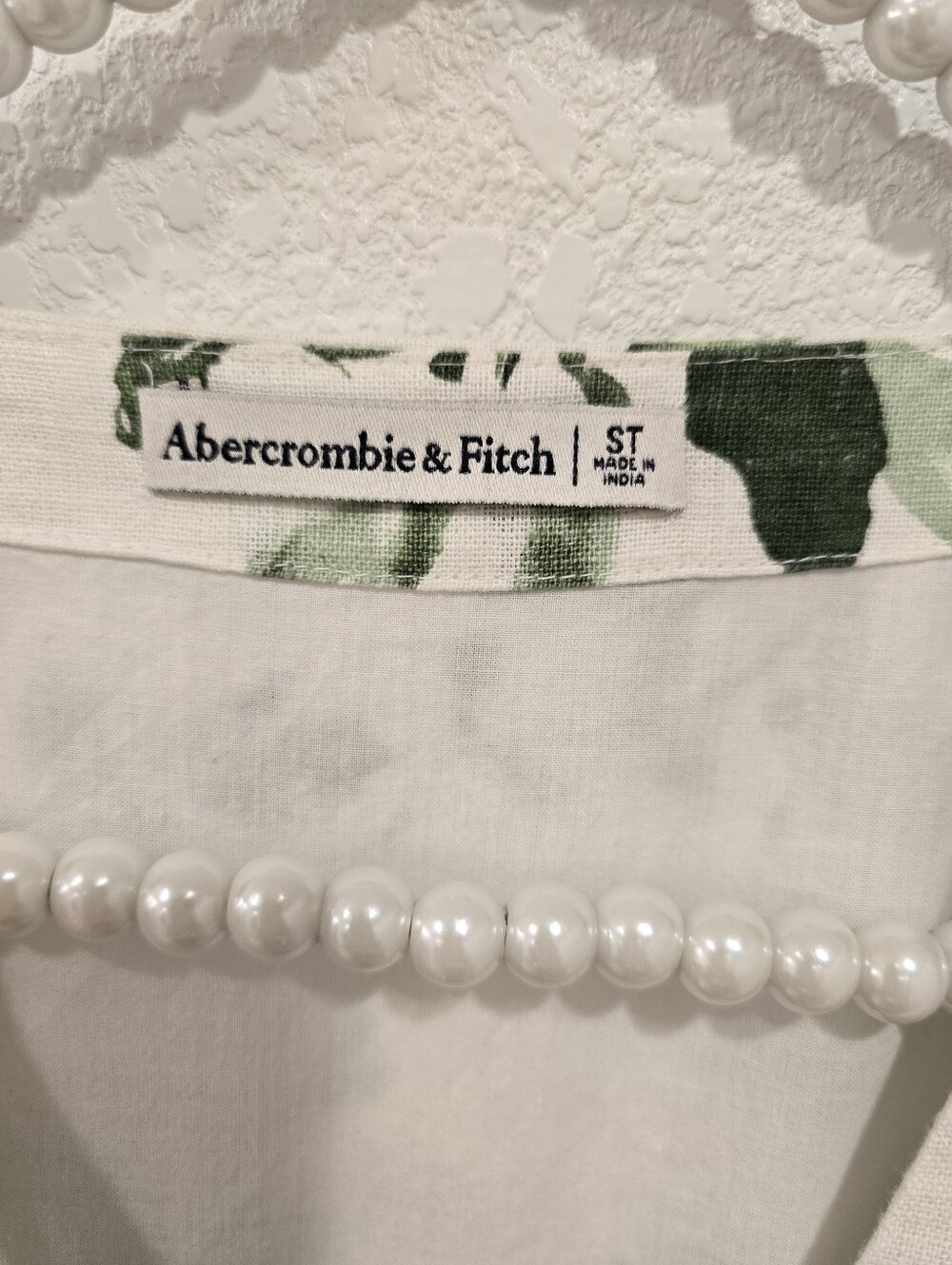 Abercrombie & Fitch Angel Sleeve Wrap Mini Dress ruffled hem White Green ST - Picture 6 of 6